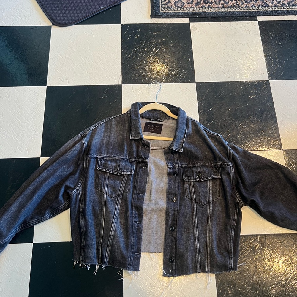 ALL SAINTS BAGGY FLOWY FRINGY DENIM JACKET
